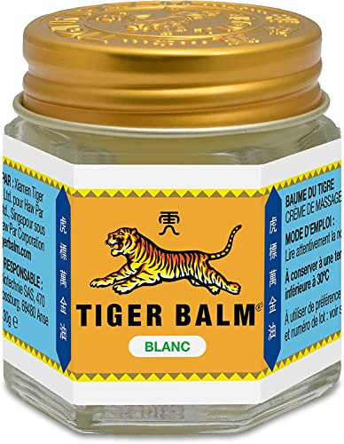 Tiger Balm - BAUME DU TIGRE Blanc - Baume à effet froid - Parfum mentholé - Pour sportifs, après l'effort ou en massage de la poitrine ou des tempes. En massage, pour se relaxer - 30 g