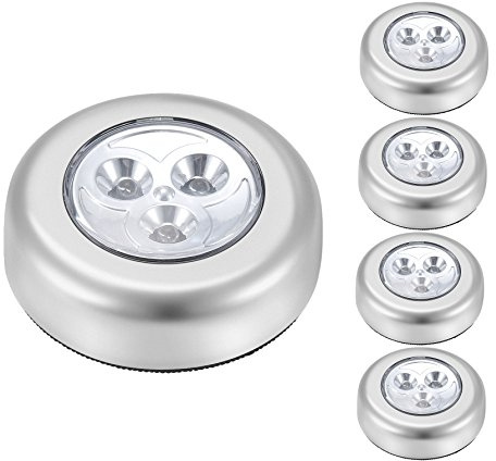 IPOW 5 Pack LED Battery-Powered Wireless Night Light Stick Tap Touch Lamp Stick-on Push Light for Closets, Cabinets, Counters, or Utility Rooms,Cordless Touch Light,Batteris Not Included.