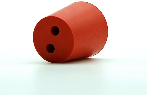 AlcoFermBrew Gummistopfen mit 2 Löchern, Rote Verschlüsse für Fermentation und Labor (29/23 mm)