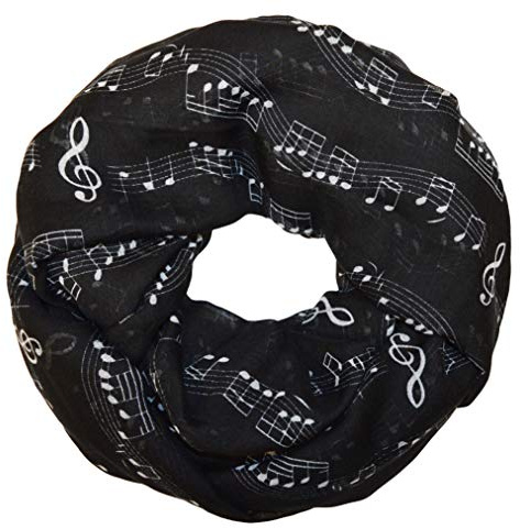 thb Richter Schlauchschal/Schal und Krawatte/Necktie mit Musiknoten Notenschlüssel für Musik-Veranstaltungen Chor Rundschal Loopschal Kunst