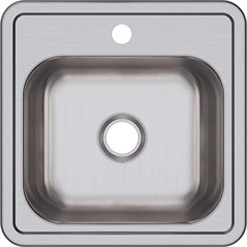 Elkay D115151 Dayton Single Bowl Drop-in Stainless Steel Bar Sink 15 x 15 with 2 Drain Hole