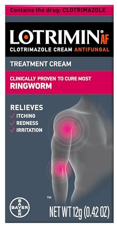 Lotrimin AF Ringworm Cream Clotrimazole 1% - Clinically Proven Effective Antifungal Cream Treatment of Most Ringworm, For Adults and Kids Over 2 years, .42 Ounce (12 Grams)