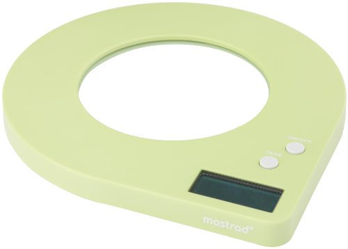 Mastrad Bilancia Elettronica con Retro Illuminazione LED Verde in Vetro e ABS con Display Retroilluminato per Kilogrammi e Grammi