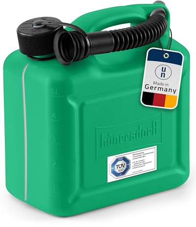 Kraftstoff-Kanister STANDARD 5l für Benzin, Diesel und andere Gefahrgüter, UN-Zulassung, made in Germany, TÜV-geprüfter Produktion, grün