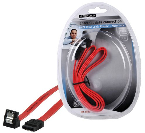 König 1m Cable de SATA SATA 7-Pin Rojo - Cable SATA (1 m, SATA I, SATA 7-Pin, SATA 7-Pin, Male Connector/Male Connector, Rojo)