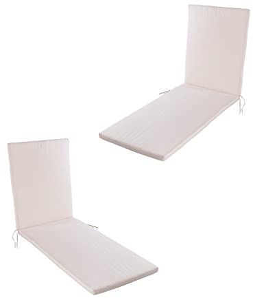 Pack 2 Cojines para Tumbona de Exterior Color Beige, Medidas 196x60x5 cm, Repelente al Agua, Desenfundable, Funda de cojín con Relleno, Cojines Tumbona de jardín, Almohadones Tumbona de Piscina