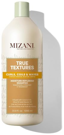 Mizani True Textures Moisture Replenish Shampoo For Curly Hair - Smooths & Hydrates With Coconut Oil, Sulfate & Paraben-Free