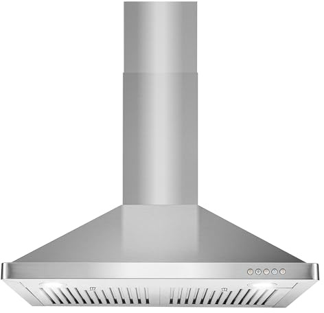 COSMO COS-63175 30 in. Vista Collection 380 CFM Ducted Wall Mount Range Hood, Button Controls, LED Lights, Stainless Steel