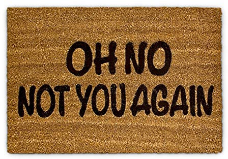 Relaxdays Fußmatte Kokos OH NO 40 x 60 cm Kokosmatte mit rutschfester PVC Unterlage Fußabtreter aus Kokosfaser als Schmutzfangmatte und Sauberlaufmatte Fußabstreifer für Außen und Innen Matte, braun