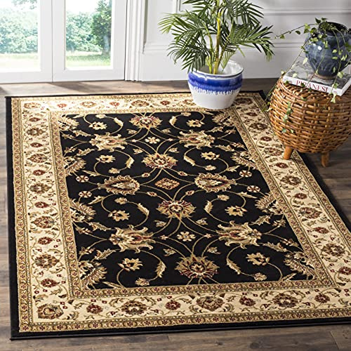 SAFAVIEH Lyndhurst Collection Accent Rug - 4' x 6', Black & Ivory, Traditional Oriental Design, Non-Shedding & Easy Care, Ideal for High Traffic Areas in Entryway, Living Room, Bedroom (LNH553-9012)