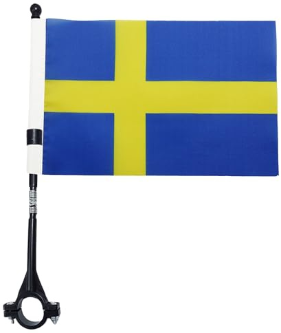 AZ FLAG Drapeau Vélo Suède 21x15 cm Drapeau Suédois Polyester Léger Hampe | Usage extérieur Drapeau pour vélo Sverige finition légère résistante à l’extérieur avec mât en plastique