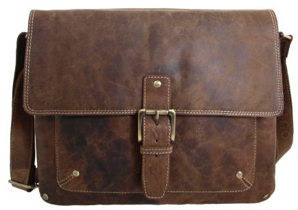 Shalimar Laptopväska Messenger Bag/axelväska av oljat läder för 13-tums bärbara datorer, Naturlig buckskin, Maße (BxHxT): ca. 37x28x14 cm, Vintage Messenger Bag