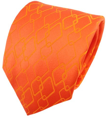 TigerTie Satin Seidenkrawatte in orange reinorange gemustert - Krawatte Seide Binder Tie