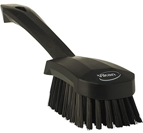 Vikan 41929 Stiff Washing/Scrubbing Hand Brush, Short Handle, 270mm (Black)