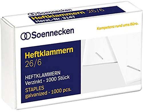 Soennecken Heftklammern 3147 26/6 verzinkt 1.000 St./Pack.