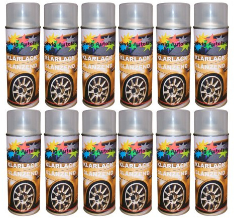 LudwigLacke 12 Spraydosen Klarlack glänzend Autolack 400ml