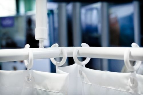 2er ALU WINKELSTANGE BARRIEREFREI 120x120 EXTRA LANG DUSCHVORHANG STANGE! PROBLEMLOURCHSCHIEBEN DES DUSCHVORHANGS OHNE HINDERNIS!SES D (Weiss)