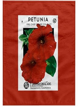 3dRose Petunia Fire Chief Dwarf Compact Deep Red Flower Seed Packet 15x22 Hand Towel