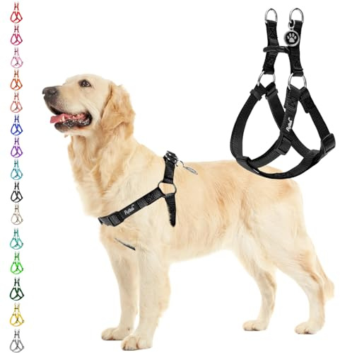 PUPTECK No Pull Dog Harness Soft Adjustable Basic Nylon Step in Puppy Vest Outdoor Walking with ID Tag Medium
