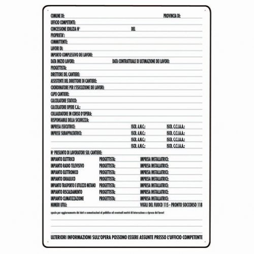 Cartelli segnaletici CONCES.EDIL. 88X68 PVC (140713)