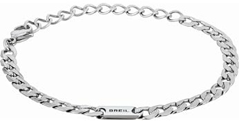 Breil, Collezione Groovy, Bracciale da Uomo, Gioiello in Acciaio Lucido Specchiato, Pratica Chiusura a Moschettone, Idee Regalo Uomo e Ragazzo, Lunghezza Regolabile 21-22 cm, Silver
