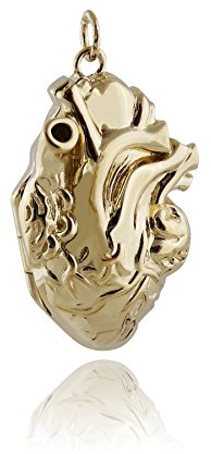 FashionJunkie4Life - Anatomisches Herz-Medaillon - 14 Karat vergoldetes Sterlingsilber - Love Real Heart, Unisex, Frauen, Valentinstag, Halskette