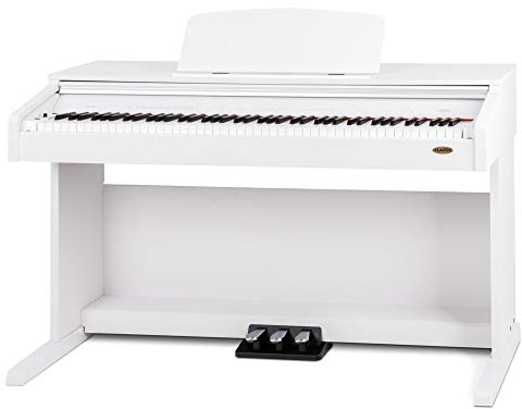 Classic Cantabile DP-210 WM E-Piano (Digitalpiano mit Hammermechanik, 88 Tasten, 2 Anschlüsse für Kopfhörer, USB, Metronom, 3 Pedale, Piano für Anfänger) weiß matt