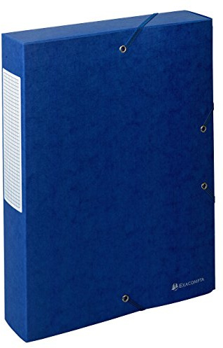 Exacompta 50912E Sammelbox Scotten aufgebaut mit Gummizug 60 mm breit aus extra starkem Colorspan-Karton mit Rückenschild für DIN A4 Archivbox Heftbox Sammelmappe blau