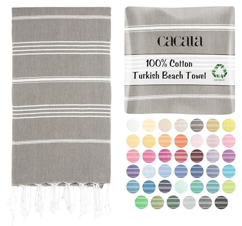 Cacala Toalla de Playa turca Ligera y Fina, 100% algodón, sin Arena y de Secado rápido, Toalla de Viaje Extragrande, Accesorio de Playa o Regalo para Amantes de la Playa, 93,98 x 177,8 cm