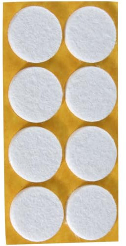 Fackelmann 62705 Lot de 8 Patins en Feutre pour Chaises - Protège les Sols, Parquets - Patins pour Meubles - Blanc, 28 mm