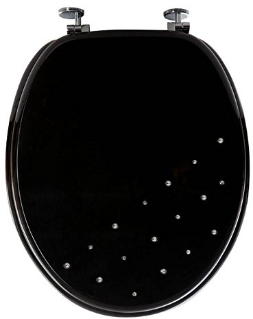 Sabichi 173010 New Bathroom Diamante WC Toilet Seat, Plastic, Black