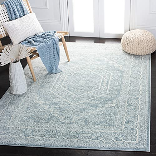 SAFAVIEH Tapis 122 x 183 cm - Adirondack Collection - Design Traditionnel, Ardoise & Ivoire, Mélange Synthétique Entretien Facile, Idéal pour Salon, Chambre, Bureau