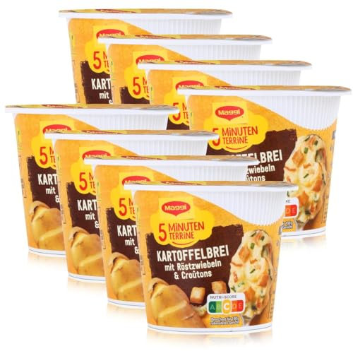 Maggi 5 Minuten-Terrine Kartoffelbrei und Röstzwiebeln, 8er Pack (8 x 59 g)