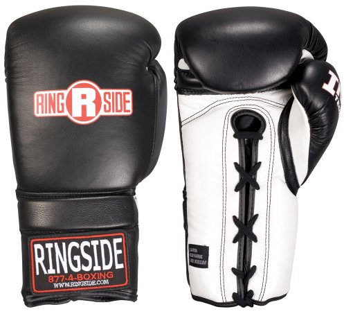 Ringside unisex adult Lace UP Boxing Gloves, Black, 16-Ounce US