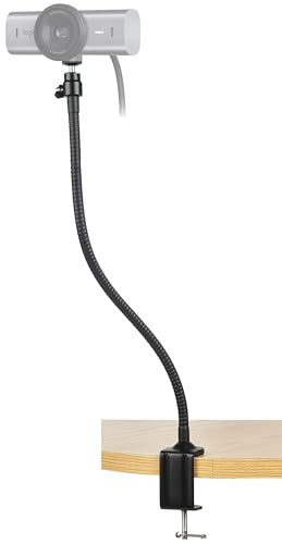 AceTaken 25 inch Flexible Desktop Jaw Long Arm Clamp Mount Holder Stand Compatible with Logitech MX Brio 4K, Brio 4K, Brio 500 Webcams