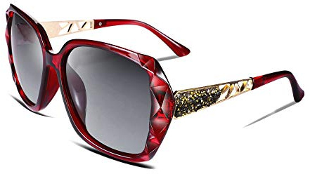 FEISEDY Polarized Women Square Sunglasses Sparkling Composite Shiny Frame B2289