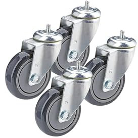 Proroll | Gummireifen thermoplastisch | Set-Angebot | 4 x Lenkrolle mit Gewindestift | Rad-Ø x Breite 50 x 18 mm