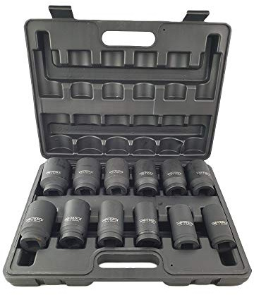 Veasion A 3/4 Schlagschraubermuttern 24-41 mm 12-tlg Steckschlüssel-Satz Schlagnuss Nuss