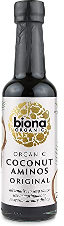 Biona Aminos de noix de coco bio Original 250 ml - Sève de noix de coco certifiée bio et sel de mer - Alternative à la sauce soja - Sans gluten et soja - Naturellement végétalien