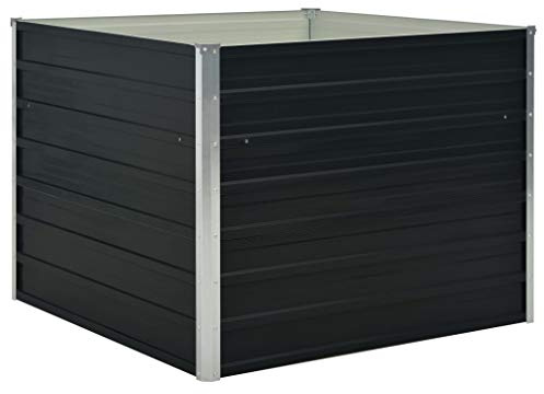 Goliraya Hochbeet Pflanzbeet Kräuterbeet Blumentopf Blumenkasten Blumenkübel Metall Gartenbeet Frühbeet Garten Blumenhochbeet für Terrasse & Garten Anthrazit 100 x 100 x 77 cm Verzinkter Stahl