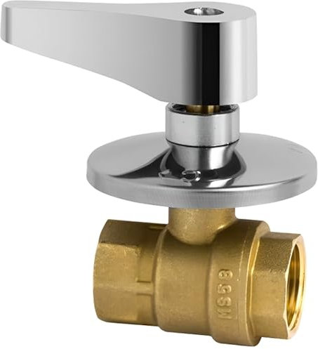 Rubinetto a sfera 3/4 da incasso in ottone nichelato con guarnizione PTFE – Valvola di intercettazione per installazione sottotraccia – Rubinetto per acqua potabile