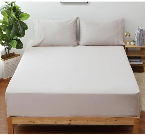 Shunjie.Home 100% Egyptian Cotton 400 Thread Count Queen Size Sateen Fitted Sheet Only, Deep Pocket for 15 Mattress, Luxuriously Soft, Durable, and Breathable Bed Linen for Ultimate Comfort