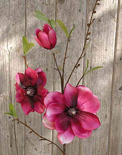 artplants.de Magnolienzweig künstlich FINAH, pink, 80cm - Deko Magnolie/Magnolie Kunstblume