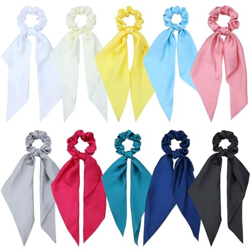 10 Stück bunte, solide Satin-Haarschleifen, Haargummis, Haarbänder, Haargummis, Blasen, Ringe, Zubehör für Damen