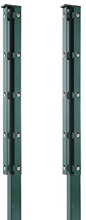 Eckpfosten mit Abdeckleiste für Stabmattenzaun, 2 Stück, 60x40 mm, grün oder anthrazit - 140-, 160- oder 180 cm - inkl. Befestigung und Abdeckleiste (140 cm - Grün)