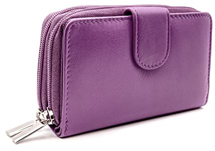 Woodland Leather Petit Porte-Monnaie pour Femme en Cuir véritable avec Fermeture éclair et Poche pour Monnaie et clés