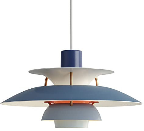 Serin-Eletro LED Pendelleuchte E27 Kreativer Moderne Nordic Stil Pendellampe Farbverlauf Blau Aluminium Schatten Esszimmer Esstisch Cafe Bar Schlafzimmer Hängeleuchte Designer Höhenverstellbar φ50CM