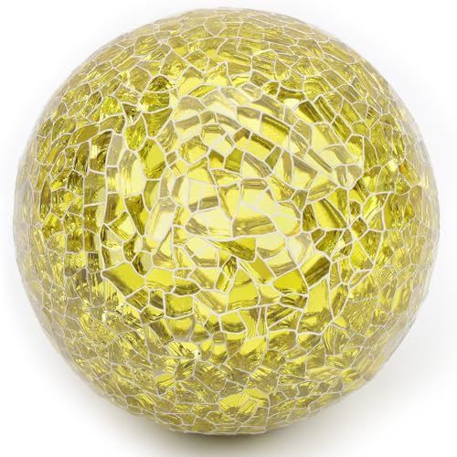 Woration 1 pieza de orbes de mosaico de vidrio dorado redondas bolas decorativas mesa centro de mesa esfera globo para cuencos jarrón hogar, boda, fiesta, Acción de Gracias, decoración de Navidad