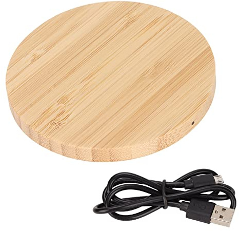 Kabelloses Ladegerät aus Bambusholz, Tragbares Kabelloses Holzladepad für Note 8 S8 S7 S6 S10 S9, 10 W Schlankes, Schnelles Kabelloses Holzladegerät für das Home Office