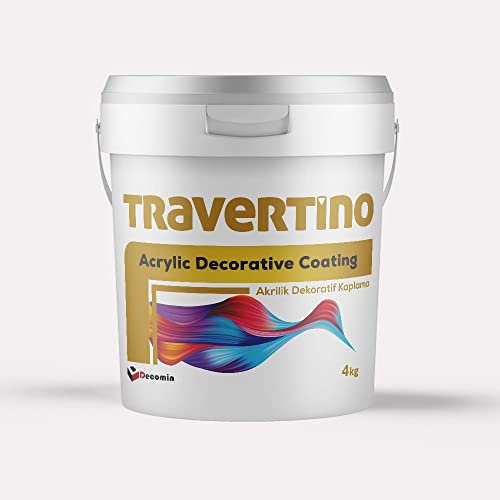 TRAVERTINO - Natural Stone Effect - Acrylic Decorative Plaster 4 KG - Interior & Exterior - Water Based - Exclusive Finish